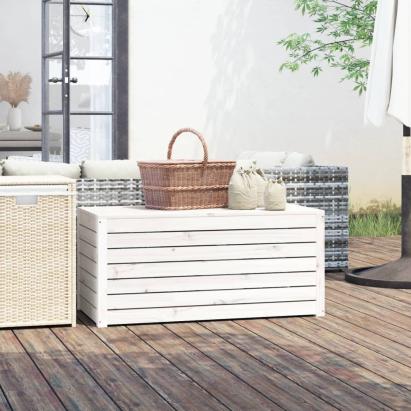 Ladă depozitare grădină, alb, 101x50,5x46,5cm, lemn masiv pin GartenMobel Dekor