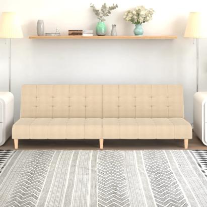 Canapea extensibilă cu 2 locuri, crem, material textil GartenMobel Dekor