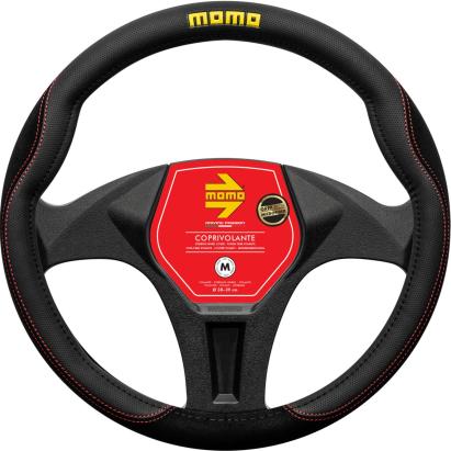 Husa volan Momo Comfort, microfibra, negru cu cusatura rosie Automobile ProTravel