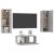 Set de dulapuri TV, 3 piese, gri beton, lemn prelucrat GartenMobel Dekor