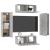 Set de dulapuri TV, 4 piese, gri beton, lemn prelucrat GartenMobel Dekor