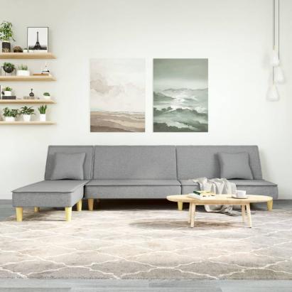 Canapea extensibilă în formă de L gri 255x140x70 cm textil GartenMobel Dekor