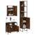 Set mobilier de baie, 3 piese, stejar fumuriu, lemn prelucrat GartenMobel Dekor