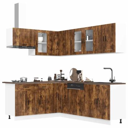 Set dulap de bucătărie din 11 piese „Porto” stejar afumat Lemn GartenMobel Dekor