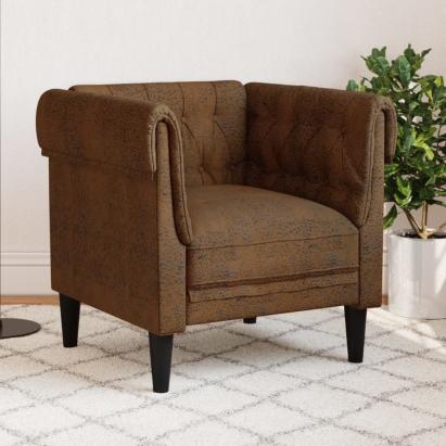 Fotoliu Chesterfield, maro, material textil GartenMobel Dekor