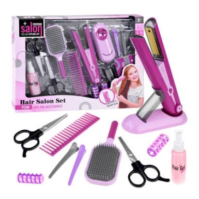 Set de coafura pentru copii, placa de par, foarfece, piepteni, role pentru ondulare, carduri, baterii, roz MultiMark GlobalProd