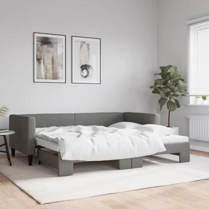 Pat de zi cu extensie, gri închis, 90x200 cm, textil GartenMobel Dekor