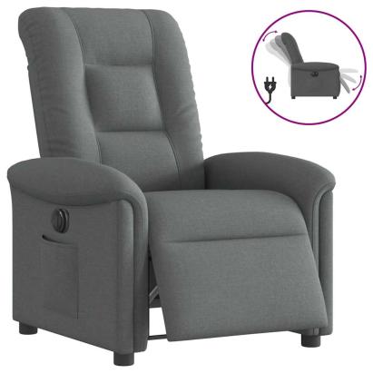 Fotoliu rabatabil electric, gri închis, material textil GartenMobel Dekor