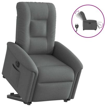 Fotoliu electric rabatabil cu ridicare, gri închis, textil GartenMobel Dekor