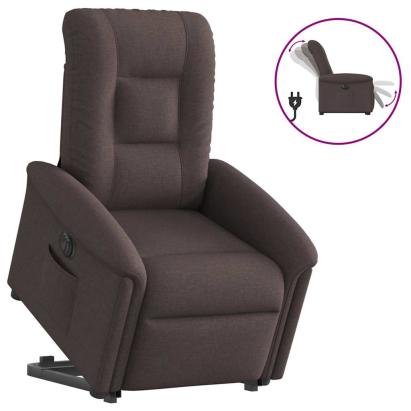 Fotoliu electric rabatabil cu ridicare, maro închis, textil GartenMobel Dekor