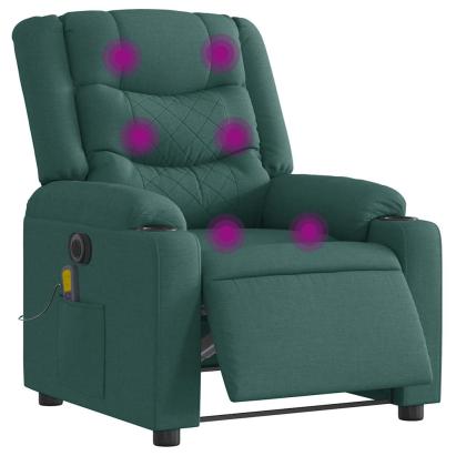 Fotoliu electric de masaj rabatabil, verde închis, textil GartenMobel Dekor