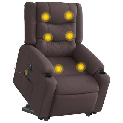 Fotoliu electric masaj rabatabil cu ridicare maro închis textil GartenMobel Dekor