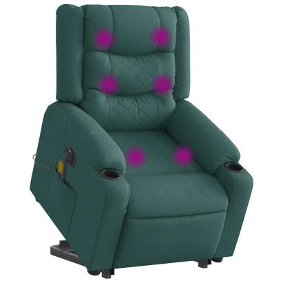 Fotoliu electric masaj rabatabil / ridicare verde închis textil GartenMobel Dekor