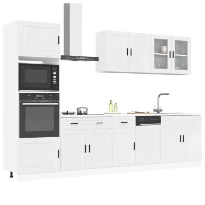 Set dulap de bucătărie 7 piese „Kalmar” alb lucios Lemn GartenMobel Dekor