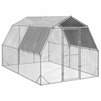 Pui de găină cu acoperiș 2,5x4x2,25 m oțel galvanizat GartenMobel Dekor