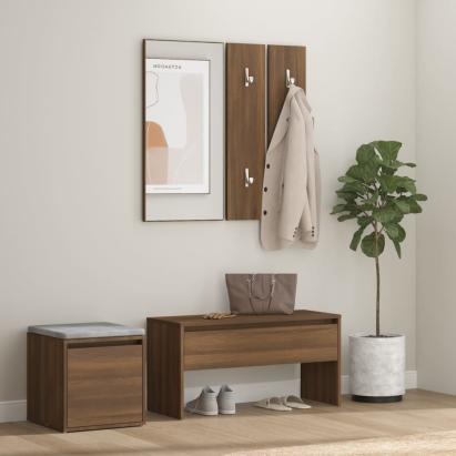 Set de mobilier pentru hol, stejar maro, lemn prelucrat GartenMobel Dekor