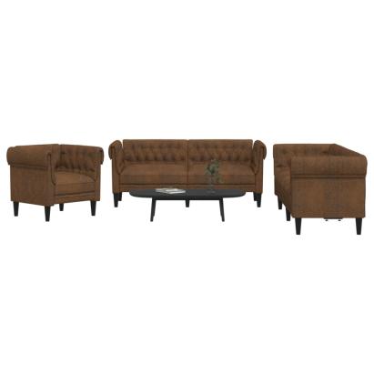Set de canapele, 3 piese, maro, textil GartenMobel Dekor