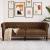 Canapea Chesterfield cu 3 locuri, maro, material textil GartenMobel Dekor