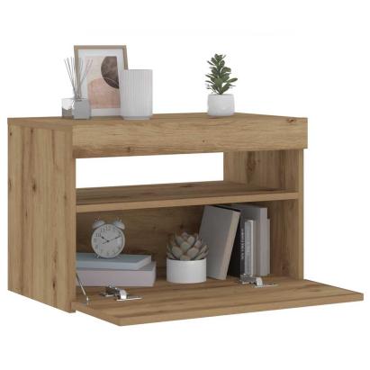 Noptiera cu lumini LED Stejar Artisan 60x35x40cm Lemn prelucrat GartenMobel Dekor