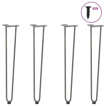 Picioare de masă în ac de păr 4 buc Oțel natural Oțel solid GartenMobel Dekor