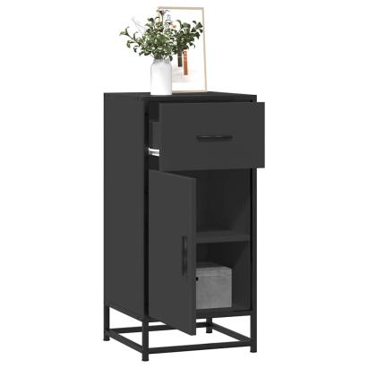 Dulap, negru, 35,5x35x76 cm, lemn prelucrat și metal GartenMobel Dekor