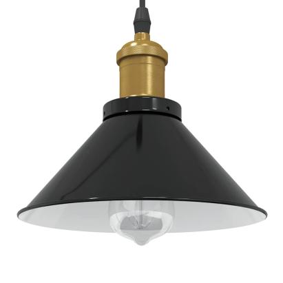 Lampă suspendată reglabilă pe înălțime E27 negru lucios metal GartenMobel Dekor
