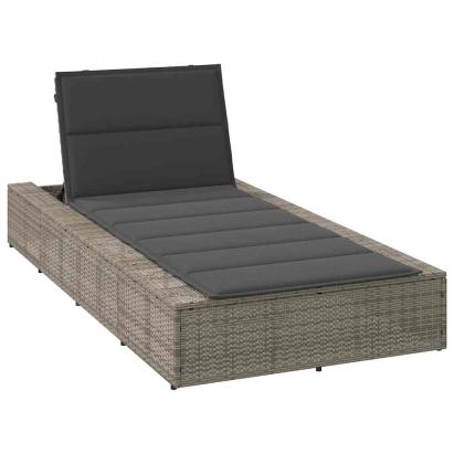 Sezlong cu pernă plutitoare din polirattan gri GartenMobel Dekor