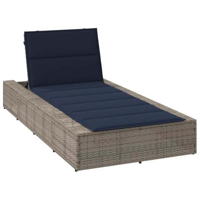Sezlong cu pernă plutitoare din polirattan gri GartenMobel Dekor