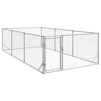 Canisa de exterior pentru caini cu usa 2x4x1 m otel galvanizat GartenMobel Dekor