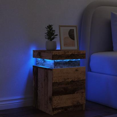 Noptieră cu LED, lemn învechit, 35x39x55 cm, lemn prelucrat GartenMobel Dekor