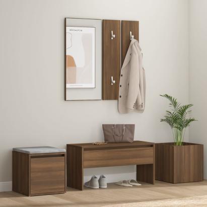Set de mobilier pentru hol, stejar maro, lemn prelucrat GartenMobel Dekor