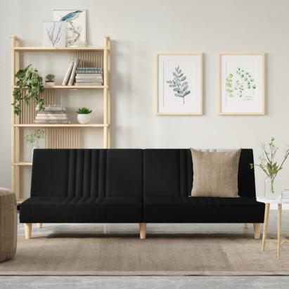 Canapea extensibilă, negru, material textil GartenMobel Dekor