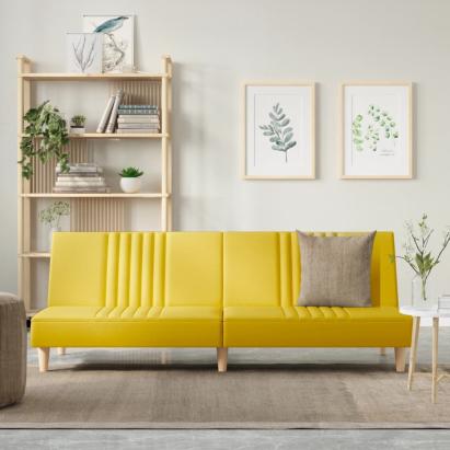 Canapea extensibilă, galben deschis, material textil GartenMobel Dekor