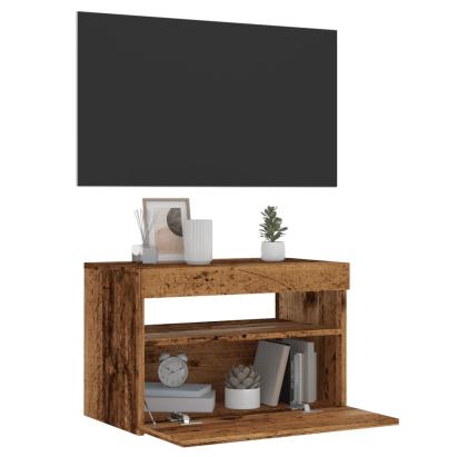 Dulap TV cu lumini LED lemn vechi 60x35x40 cm lemn prelucrat GartenMobel Dekor