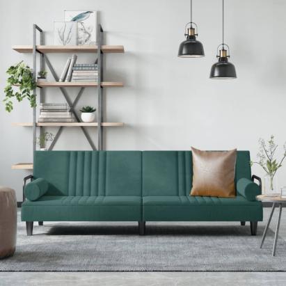 Canapea extensibilă cu cotiere, verde închis, catifea GartenMobel Dekor