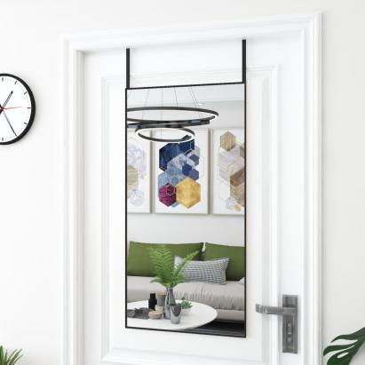 Oglindă pentru ușă, negru, 50x100 cm, sticlă și aluminiu GartenMobel Dekor