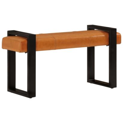 Bancă, negru și maro, 110 cm, piele naturală de capră GartenMobel Dekor