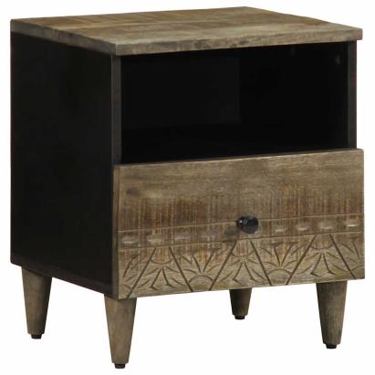 Noptiera gri deschis 40x33x46 cm lemn masiv de mango GartenMobel Dekor