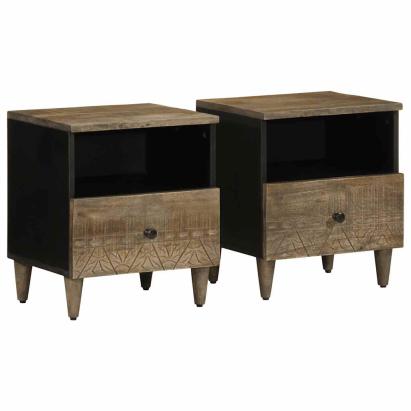 Noptiere 2 buc Gri deschis 40x33x46 cm Lemn masiv de mango GartenMobel Dekor