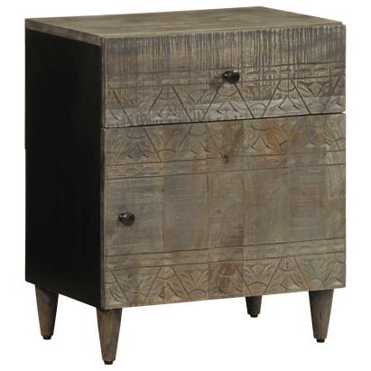 Noptiera gri deschis 50x33x60 cm lemn masiv de mango GartenMobel Dekor