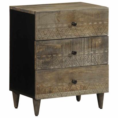 Noptiera gri deschis 50x33x60 cm lemn masiv de mango GartenMobel Dekor
