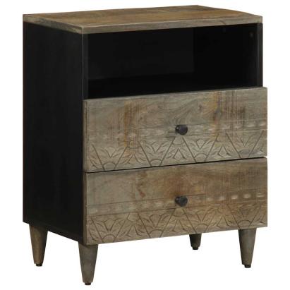 Noptiera gri deschis 50x33x60 cm lemn masiv de mango GartenMobel Dekor
