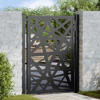 Poarta de gradina neagra 105x130 cm Design cu lumina din otel GartenMobel Dekor