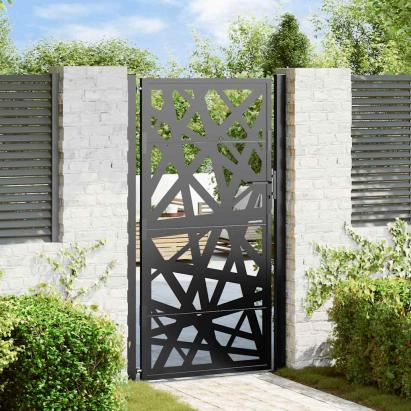 Poarta de gradina neagra 105x180 cm Design cu lumina din otel GartenMobel Dekor