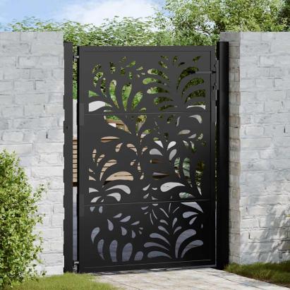 Poarta de gradina neagra 105x130 cm Design ondulat de otel GartenMobel Dekor