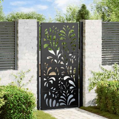 Poarta de gradina neagra 105x180 cm Design ondulat de otel GartenMobel Dekor