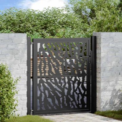 Poartă de grădină neagră 105x105 cm Design cu urme de oțel GartenMobel Dekor