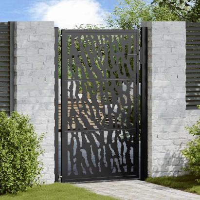 Poartă de grădină neagră 105x155 cm Design cu urme de oțel GartenMobel Dekor