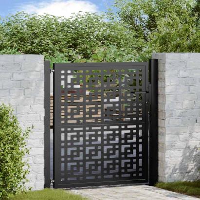 Poartă de grădină neagră 105x105 cm Design în cruce de oțel GartenMobel Dekor