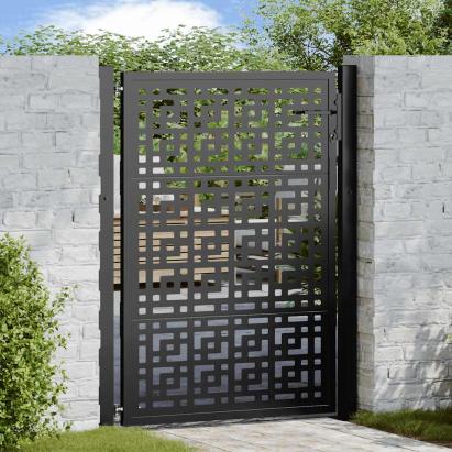Poartă de grădină neagră 105x130 cm Design în cruce de oțel GartenMobel Dekor
